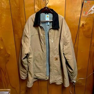 Beige Cotton Workman’s Jacket. Heavy Fit for Cold Weather. Size 3XL.